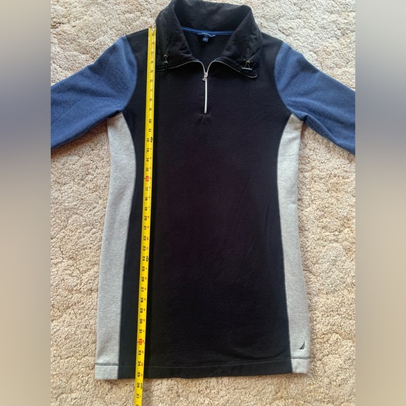 EUC NAUTICA PULLOVER ZIP FRONT SWEATSHIRT DRESS IN BLUE/GRAY/BLACK WOMENS SIZE M - Picture 13 of 14